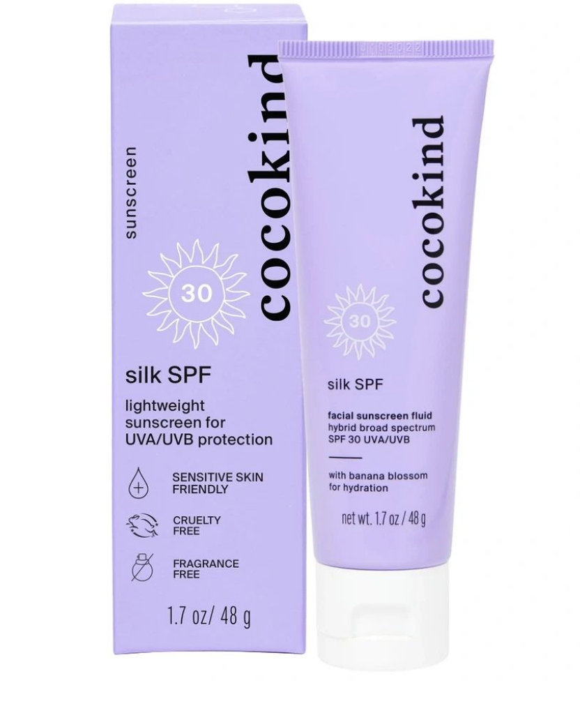 Cocokind Silk SPF 30 lavender tube and carton